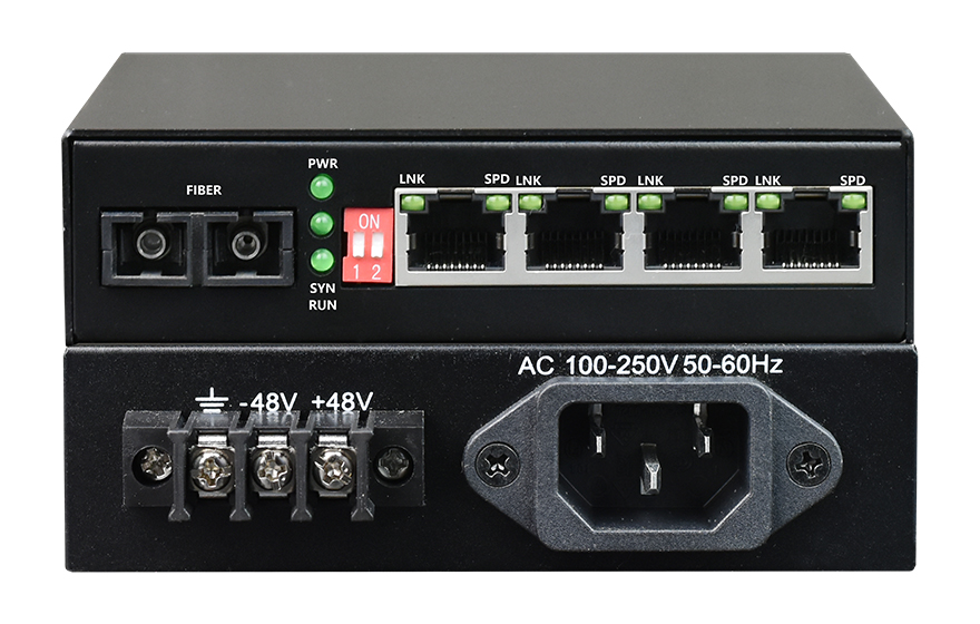 飞畅科技-1-4路百兆 POE供电 光纤收发器AF/AT