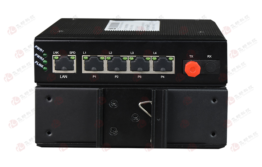 飞畅科技-工业轨式4路电话+1路以太电话光端机