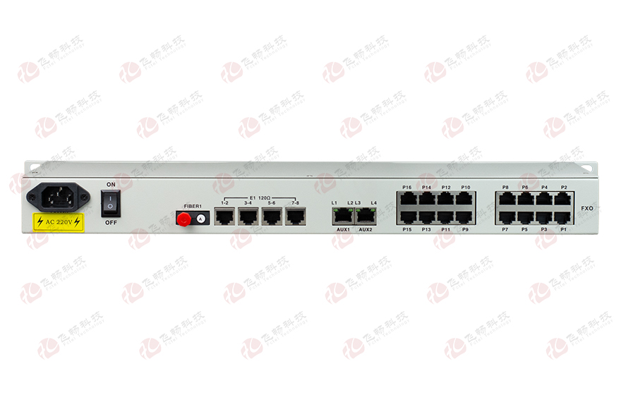 飞畅科技-16路电话+8E1+4GE+4路串口 电话光端机