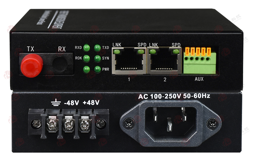 飞畅科技-1路光口转2路千兆以太网电口+1路数据 光纤收发器