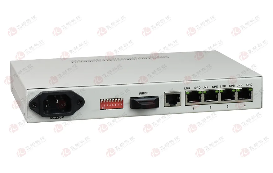 飞畅科技-4路百兆以太可配置VLAN型光纤收发器