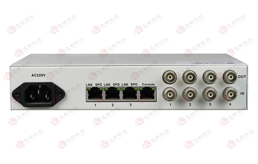 飞畅科技-4E1转3FE+1路console网管（桌面式） 协议转换器