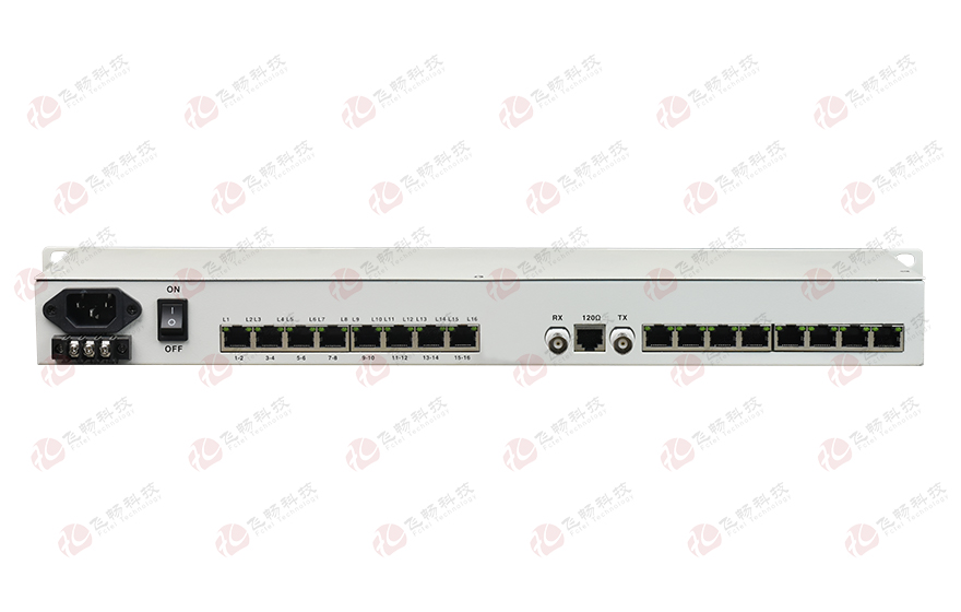 飞畅科技-E1-16路RS232/422/485协议转换器