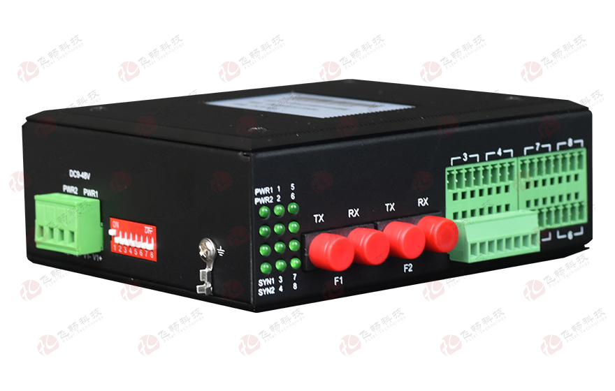 飞畅科技-工业轨式1-16路开关量光端机 1+1光备份