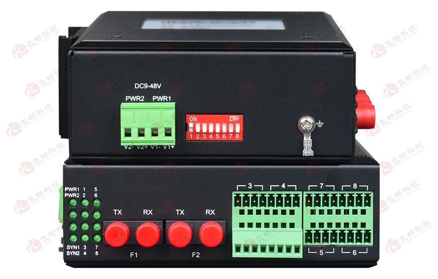 飞畅科技-工业轨式1-16路开关量光端机 1+1光备份