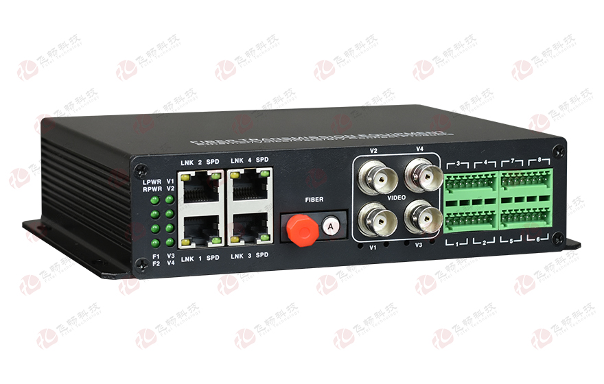 飞畅科技-4路百电(物理隔离)+开关量+串口+电话光端机 专用光端机