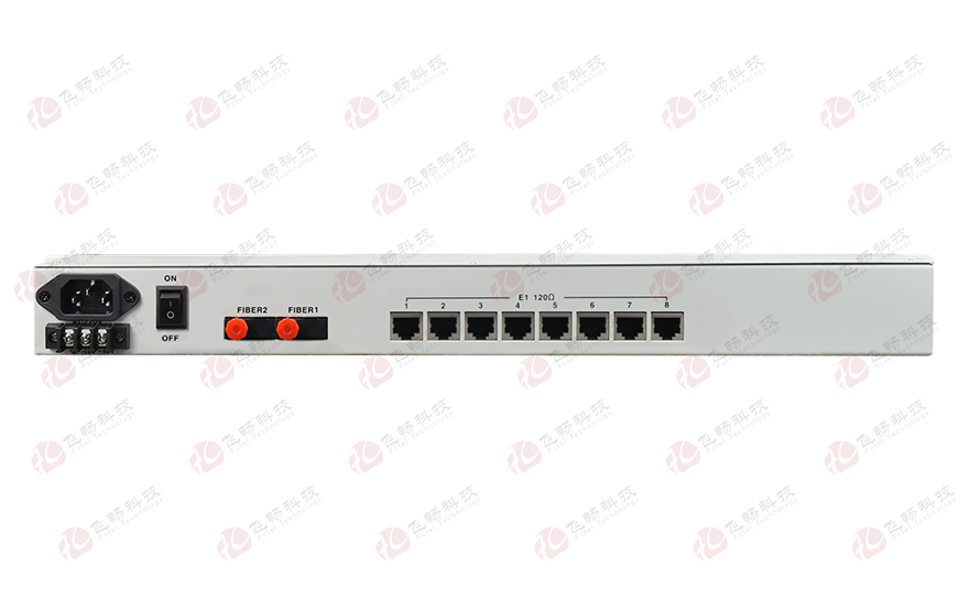 飞畅科技-8E1+4xFE(物理隔离)1+1光备份 PDH光端机
