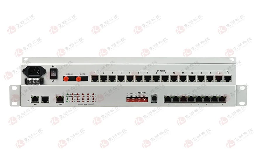 飞畅科技-16E1+8xFE(物理隔离)1+1光备份 PDH光端机