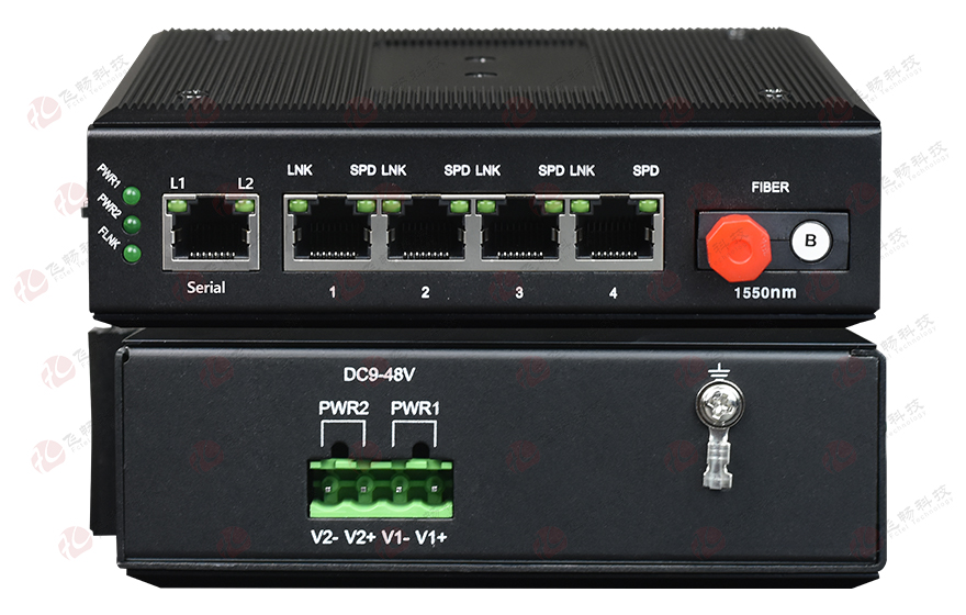 飞畅科技-网管型 工业级物理隔离2路千兆+2路百兆电 交换机