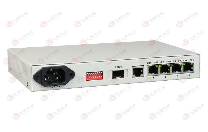 飞畅科技-POE2004 4路百兆以太POE+(802.3at)光纤收发器