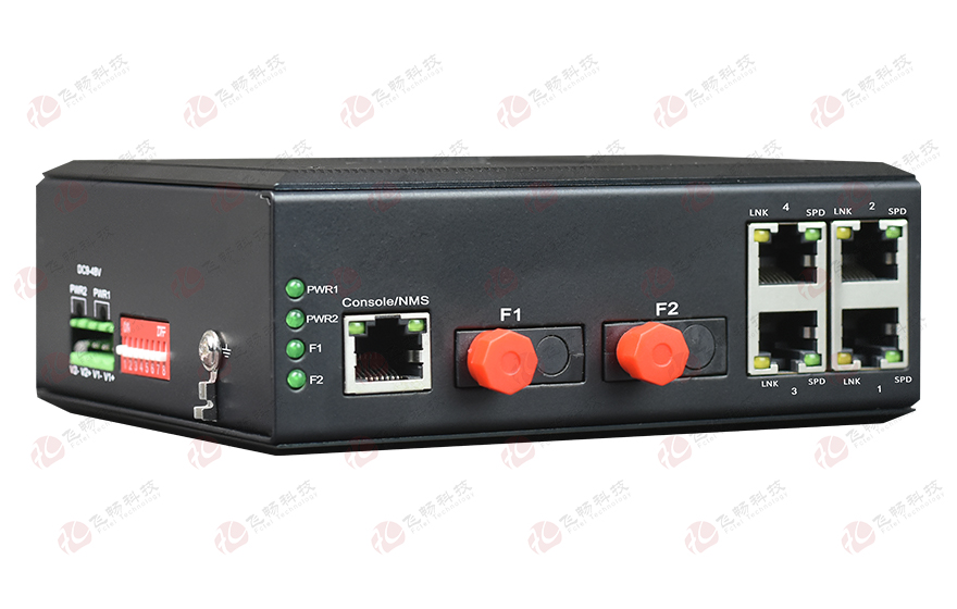 飞畅科技-工业轨式 千兆2光4电  级联型(固定光模块)交换机