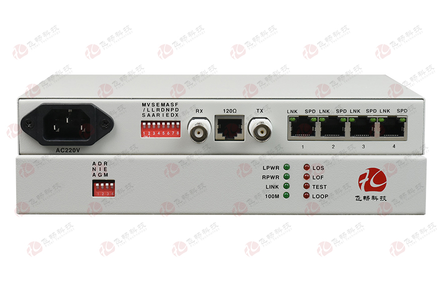 飞畅科技-E3/DS3/STS-1转 4FE 协议转换器