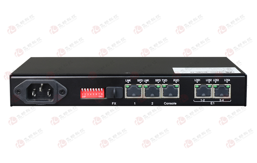 飞畅科技-4E1转2路千兆电+1路千兆光以太 协议转换器