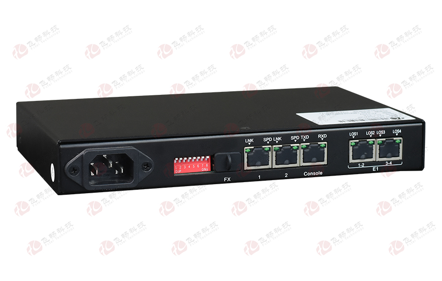飞畅科技-4E1转2路千兆电+1路千兆光以太 协议转换器