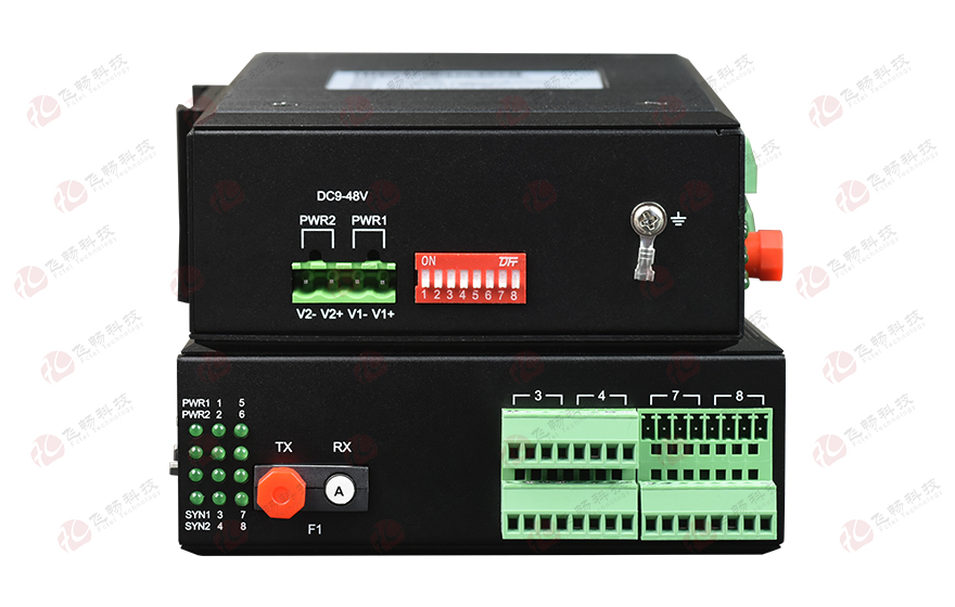 飞畅科技-工业轨式16路单向/8路双向开关量光端机