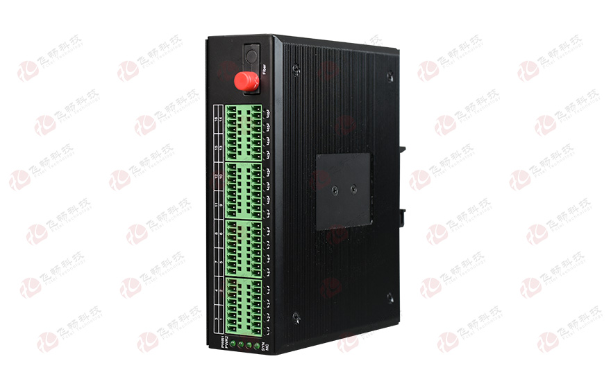 飞畅科技-工业轨式 32路开关量光端机