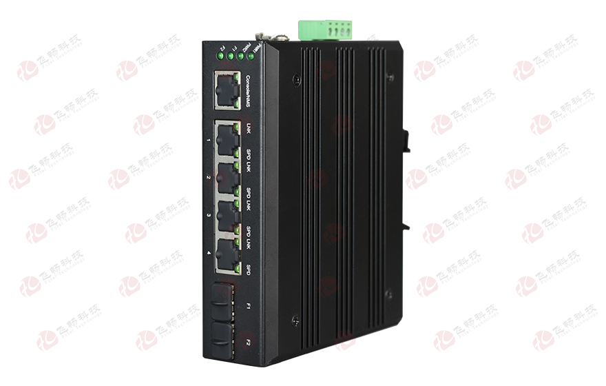 飞畅科技-网管型工业轨式4路物理隔离千兆电口（1+1光纤备份）