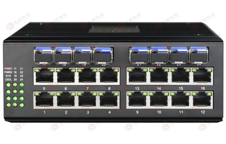 飞畅科技-工业轨式 管理型16路千兆电+8路千兆SFP光口交换机