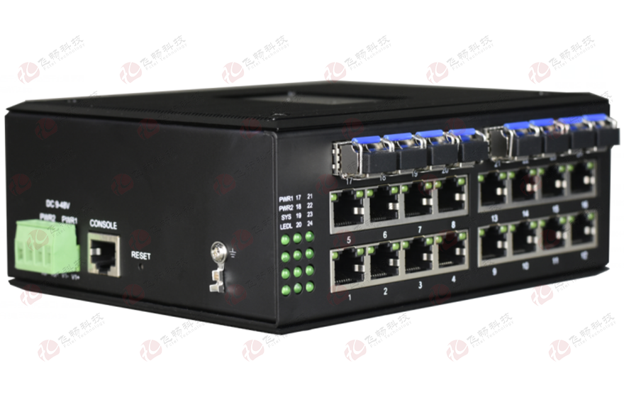 飞畅科技-工业轨式 管理型16路千兆电+8路千兆SFP光口交换机