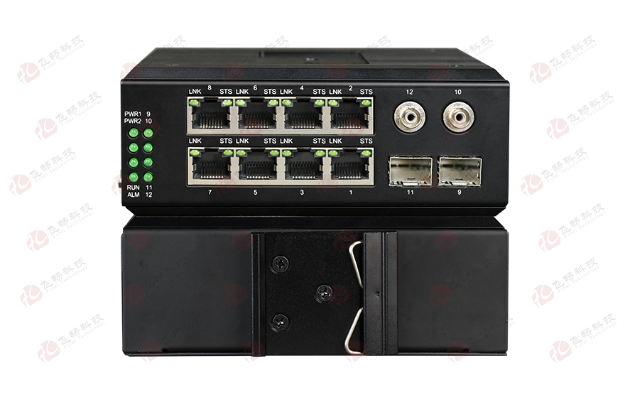 飞畅科技-工业轨式管理型 带bypass功能 8路千兆电+4路千兆光交换机
