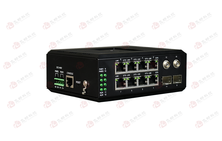 飞畅科技-工业轨式管理型 带bypass功能 8路千兆电+4路千兆光交换机