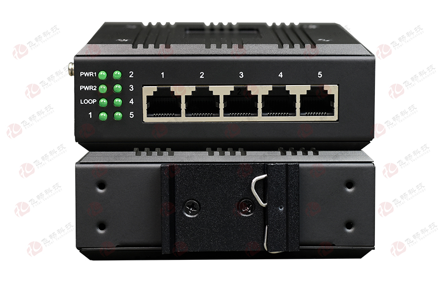 飞畅科技-mini工业轨式5路百兆电交换机