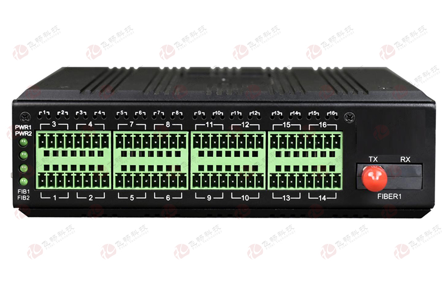 飞畅科技-工业轨式 32路4-20mA 模拟量光端机（带断纤保持功能）