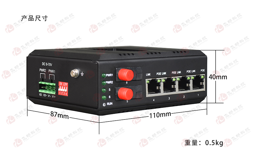 飞畅科技-mini工业轨式 管理型带RSTP环网 2光4电