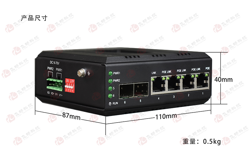飞畅科技-mini工业轨式 管理型带RSTP环网 2光4电