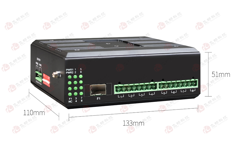 飞畅科技-工业轨式 1-8路 开关量(支持AC220V 10A)光端机