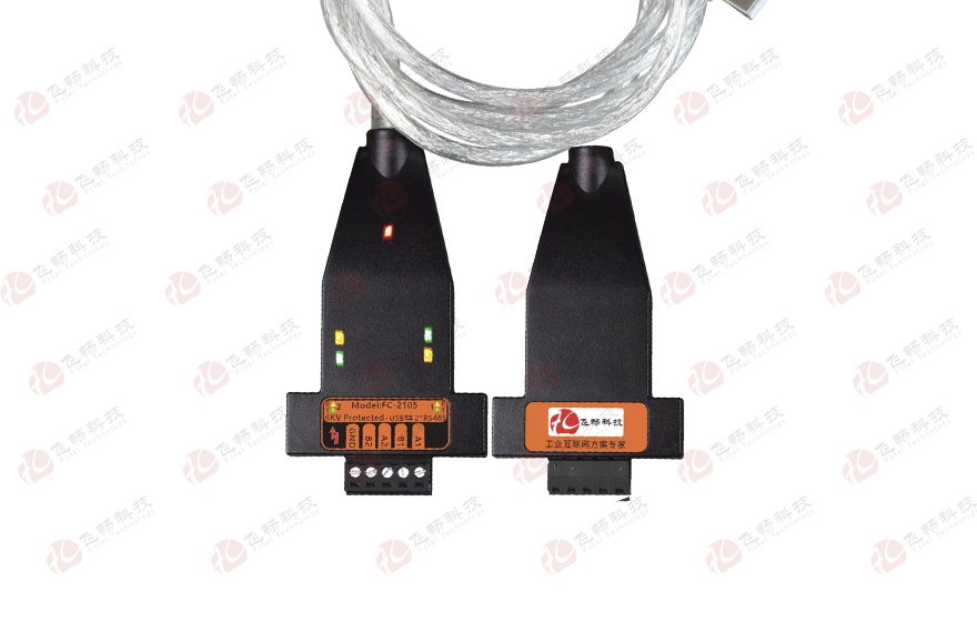 飞畅科技-工业级 6KV防雷型 USB转2路高速RS485转换器(带线)