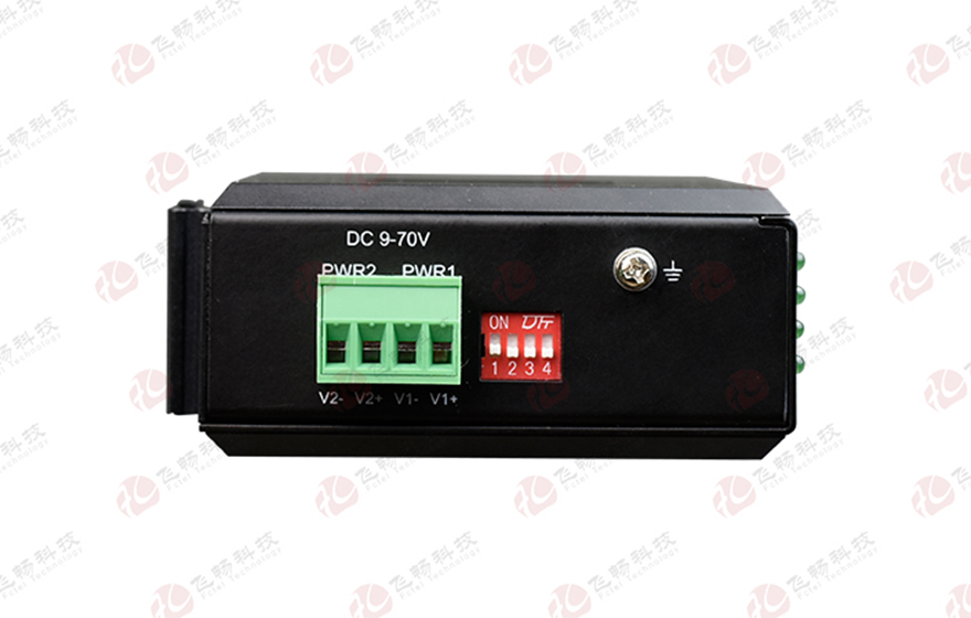 飞畅科技-mini工业轨式 4路千电+1路千光 (双DC或AC220内置)交换机