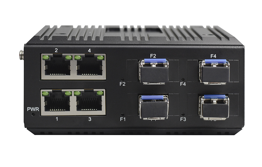 飞畅科技-工业轨式 全国产轻管理型4路千兆电+4千兆固定光口 交换机