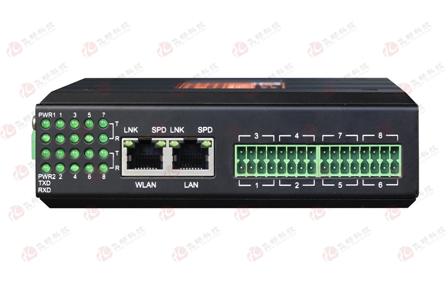 飞畅科技-工业轨式1-16路DI/DO/AI/AO 服务器 (带2口电交换)