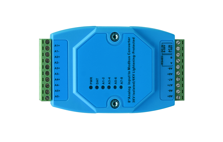 飞畅科技-工业级 轨式8路模拟量输入 ModBus RTU 采集器