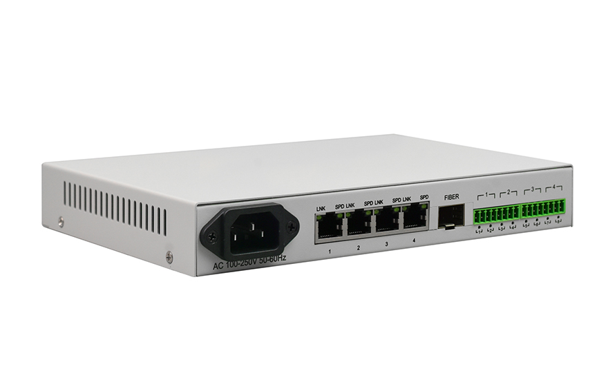 飞畅科技-4路千兆网络+4路串口/8路开关量 光