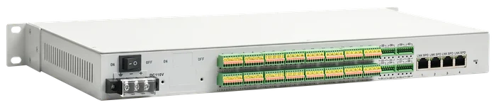 飞畅科技-机架式 8路串口+64*DI/DO/AI/AO转4GE+4G CAT.4+Lora  远程测控服务终端
